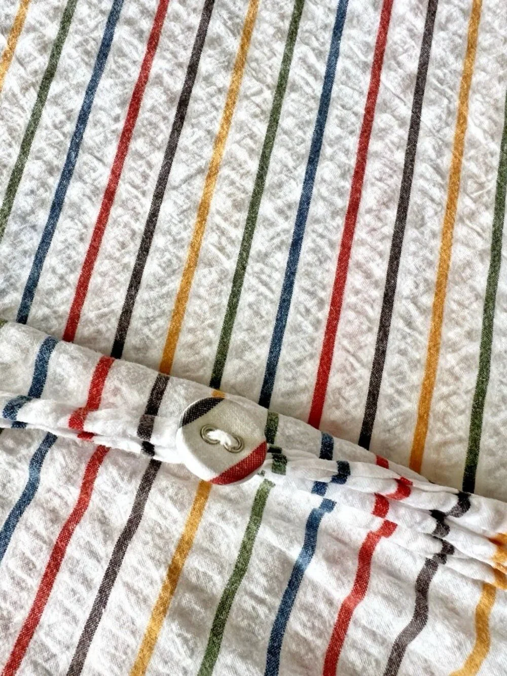 IKEA RAJGRÄS Full Queen Duvet Cover Seersucker Multicolor Stripes 100% Cotton